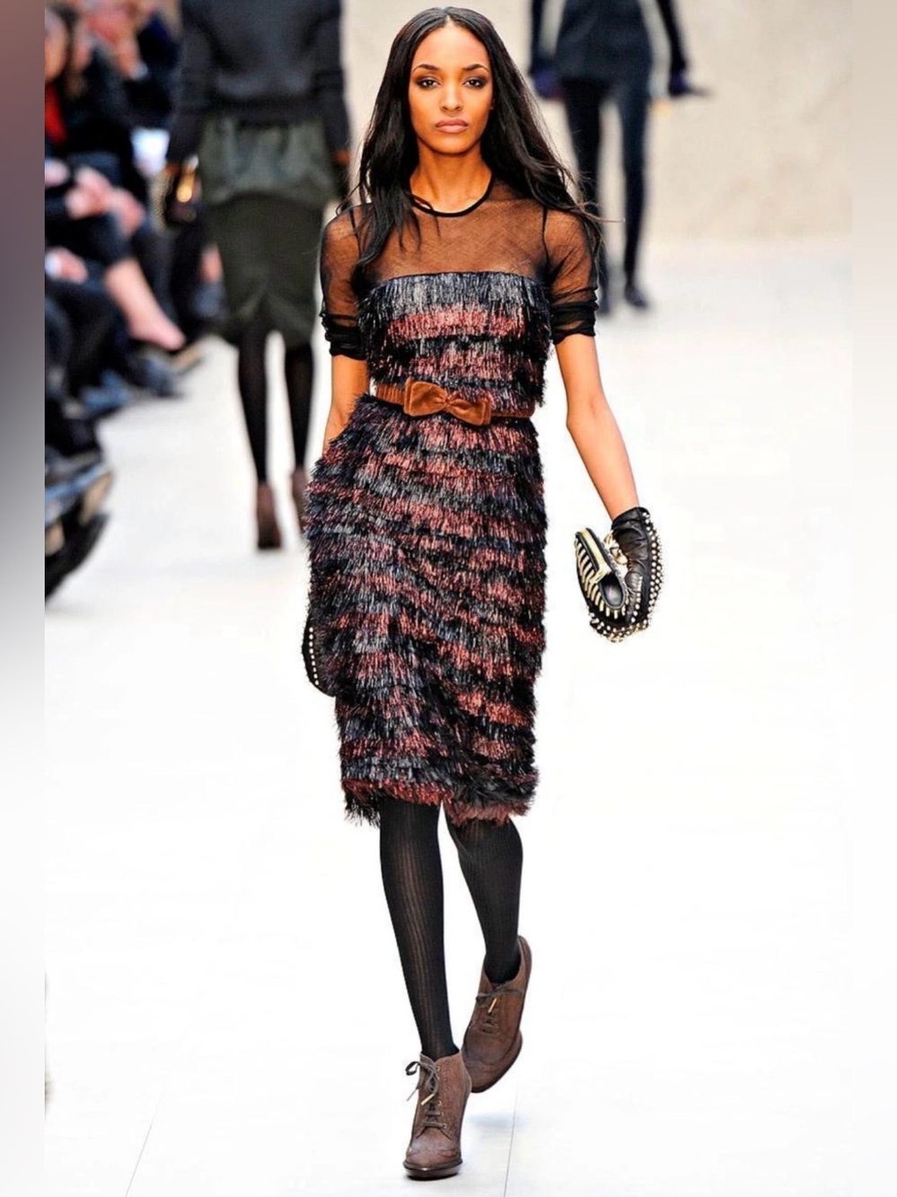 Burberry New Metallic Eyelash Fringe Dress Size 42 US S/M Runway Red Carpet - Picture 5 of 16